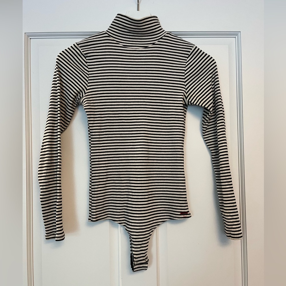 N: Philanthropy Striped Turtleneck Body Suit